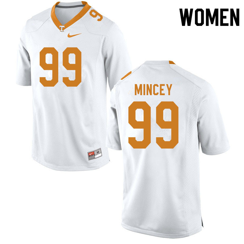 Women #99 John Mincey Tennessee Volunteers College Football Jerseys Sale-White - Click Image to Close